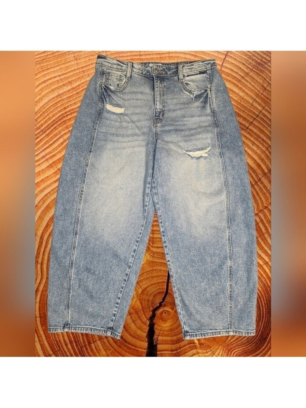 Cello Blue Distressed Flare Jeans Size 9 #JEA37